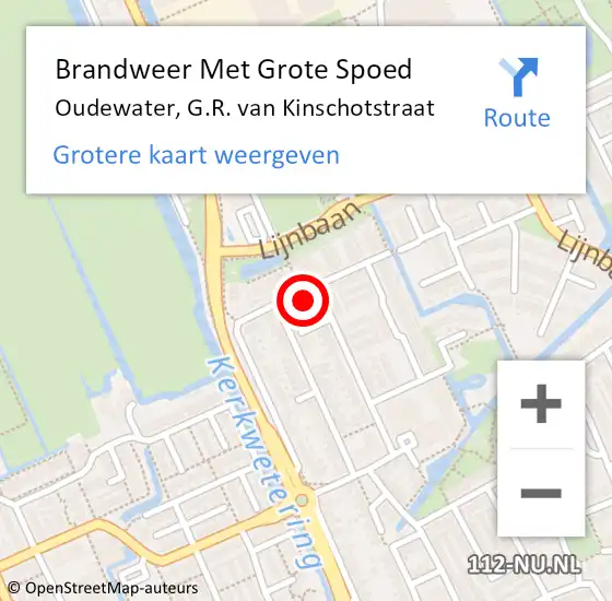 Locatie op kaart van de 112 melding: Brandweer Met Grote Spoed Naar Oudewater, G.R. van Kinschotstraat op 1 januari 2024 01:29