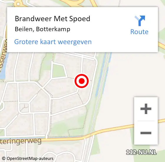 Locatie op kaart van de 112 melding: Brandweer Met Spoed Naar Beilen, Botterkamp op 1 januari 2024 01:33