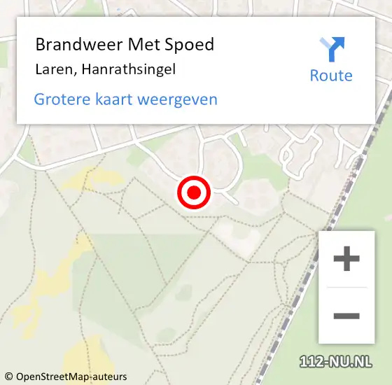 Locatie op kaart van de 112 melding: Brandweer Met Spoed Naar Laren, Hanrathsingel op 1 januari 2024 01:36