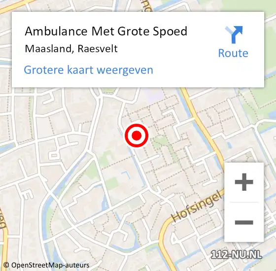 Locatie op kaart van de 112 melding: Ambulance Met Grote Spoed Naar Maasland, Raesvelt op 1 januari 2024 01:40