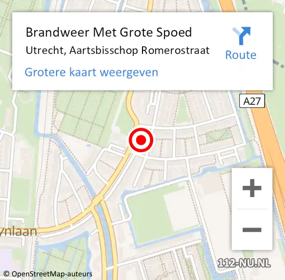 Locatie op kaart van de 112 melding: Brandweer Met Grote Spoed Naar Utrecht, Aartsbisschop Romerostraat op 1 januari 2024 01:40