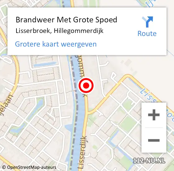 Locatie op kaart van de 112 melding: Brandweer Met Grote Spoed Naar Lisserbroek, Hillegommerdijk op 1 januari 2024 01:42