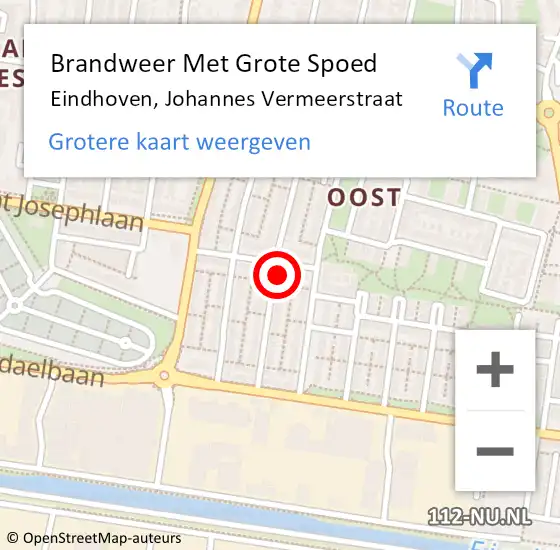 Locatie op kaart van de 112 melding: Brandweer Met Grote Spoed Naar Eindhoven, Johannes Vermeerstraat op 1 januari 2024 01:42