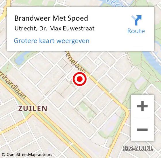 Locatie op kaart van de 112 melding: Brandweer Met Spoed Naar Utrecht, Dr. Max Euwestraat op 1 januari 2024 01:42