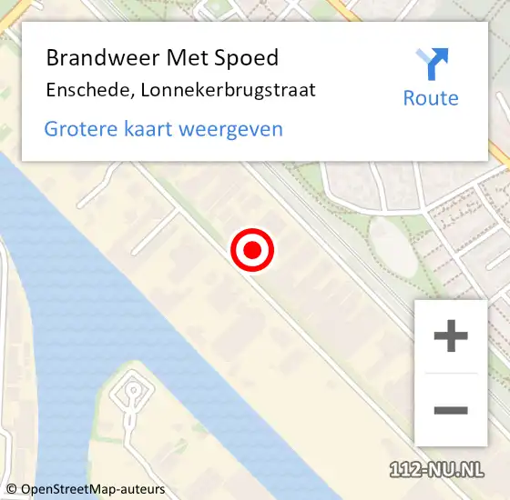 Locatie op kaart van de 112 melding: Brandweer Met Spoed Naar Enschede, Lonnekerbrugstraat op 1 januari 2024 01:49
