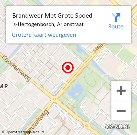 Locatie op kaart van de 112 melding: Brandweer Met Grote Spoed Naar 's-Hertogenbosch, Arlonstraat op 1 januari 2024 01:50