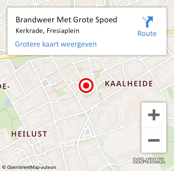 Locatie op kaart van de 112 melding: Brandweer Met Grote Spoed Naar Kerkrade, Fresiaplein op 1 januari 2024 01:51