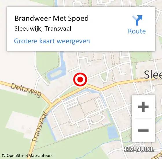Locatie op kaart van de 112 melding: Brandweer Met Spoed Naar Sleeuwijk, Transvaal op 1 januari 2024 01:52