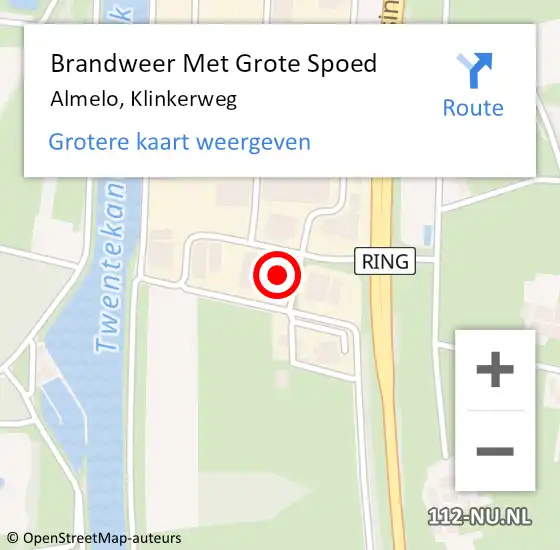 Locatie op kaart van de 112 melding: Brandweer Met Grote Spoed Naar Almelo, Klinkerweg op 1 januari 2024 01:56