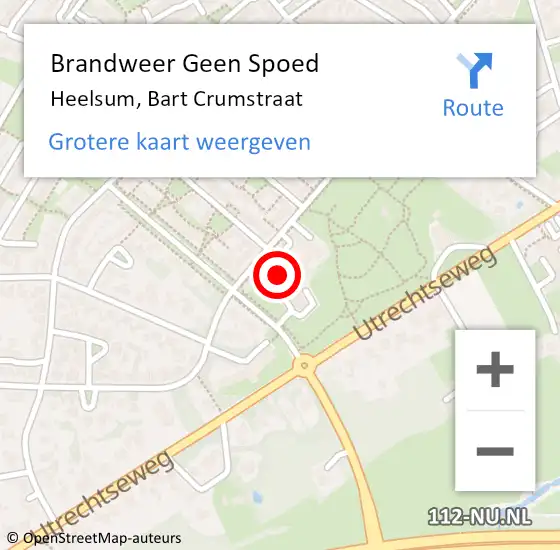 Locatie op kaart van de 112 melding: Brandweer Geen Spoed Naar Heelsum, Bart Crumstraat op 1 januari 2024 01:56