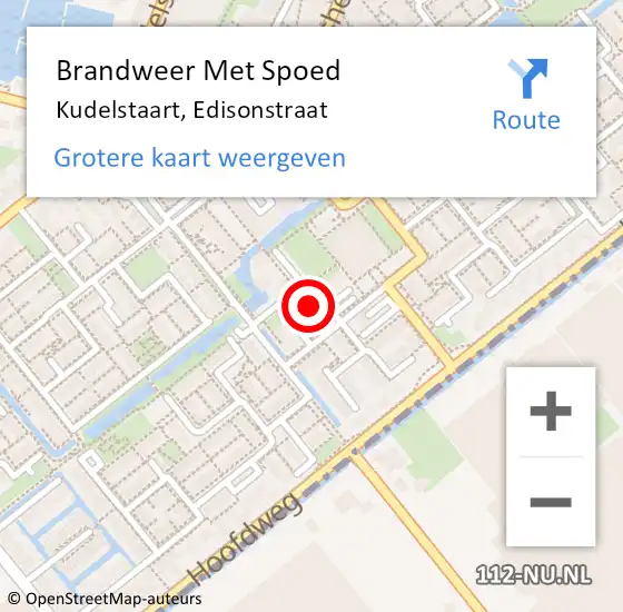 Locatie op kaart van de 112 melding: Brandweer Met Spoed Naar Kudelstaart, Edisonstraat op 1 januari 2024 01:58