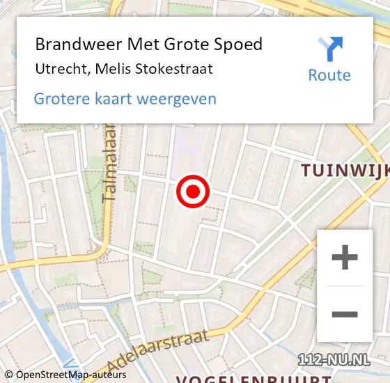 Locatie op kaart van de 112 melding: Brandweer Met Grote Spoed Naar Utrecht, Melis Stokestraat op 1 januari 2024 01:59