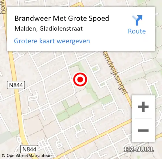 Locatie op kaart van de 112 melding: Brandweer Met Grote Spoed Naar Malden, Gladiolenstraat op 1 januari 2024 02:00