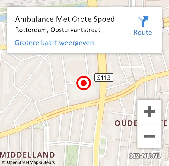 Locatie op kaart van de 112 melding: Ambulance Met Grote Spoed Naar Rotterdam, Oostervantstraat op 1 januari 2024 02:02