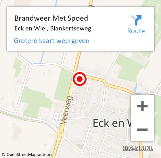 Locatie op kaart van de 112 melding: Brandweer Met Spoed Naar Eck en Wiel, Blankertseweg op 1 januari 2024 02:04