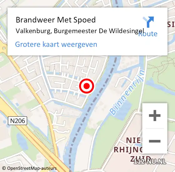 Locatie op kaart van de 112 melding: Brandweer Met Spoed Naar Valkenburg, Burgemeester De Wildesingel op 1 januari 2024 02:08