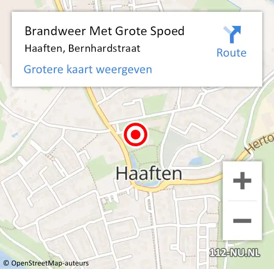 Locatie op kaart van de 112 melding: Brandweer Met Grote Spoed Naar Haaften, Bernhardstraat op 1 januari 2024 02:13