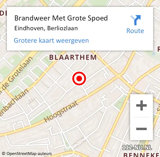 Locatie op kaart van de 112 melding: Brandweer Met Grote Spoed Naar Eindhoven, Berliozlaan op 1 januari 2024 02:13