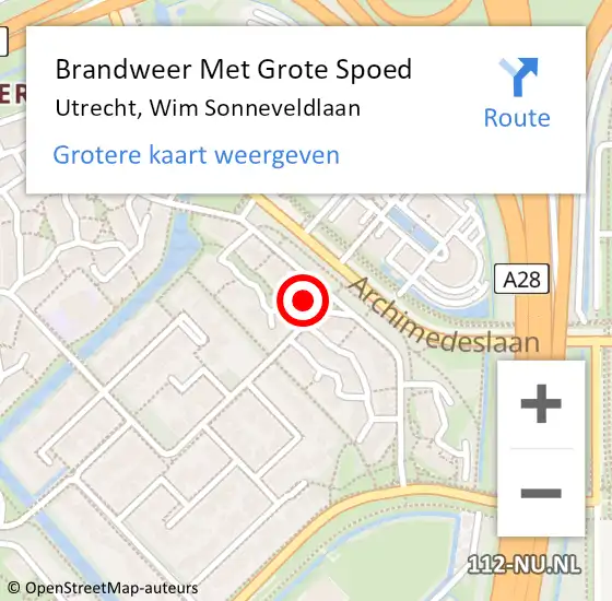 Locatie op kaart van de 112 melding: Brandweer Met Grote Spoed Naar Utrecht, Wim Sonneveldlaan op 1 januari 2024 02:22