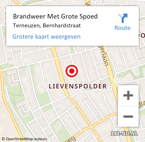 Locatie op kaart van de 112 melding: Brandweer Met Grote Spoed Naar Terneuzen, Bernhardstraat op 1 januari 2024 02:23