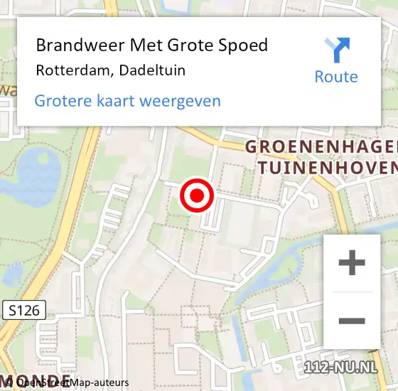 Locatie op kaart van de 112 melding: Brandweer Met Grote Spoed Naar Rotterdam, Dadeltuin op 1 januari 2024 02:24