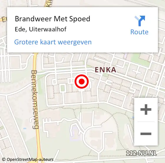 Locatie op kaart van de 112 melding: Brandweer Met Spoed Naar Ede, Uiterwaalhof op 1 januari 2024 02:24