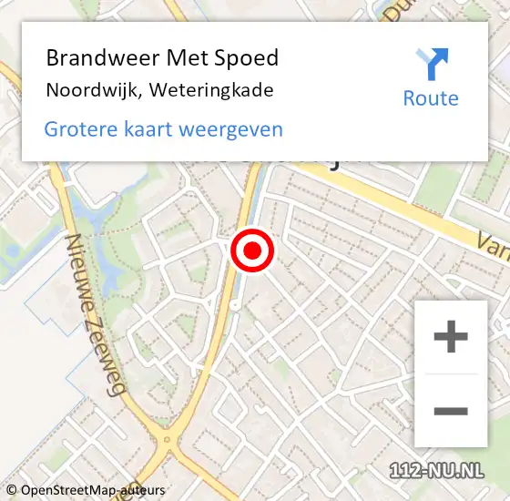 Locatie op kaart van de 112 melding: Brandweer Met Spoed Naar Noordwijk, Weteringkade op 1 januari 2024 02:28