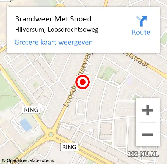 Locatie op kaart van de 112 melding: Brandweer Met Spoed Naar Hilversum, Loosdrechtseweg op 1 januari 2024 02:29