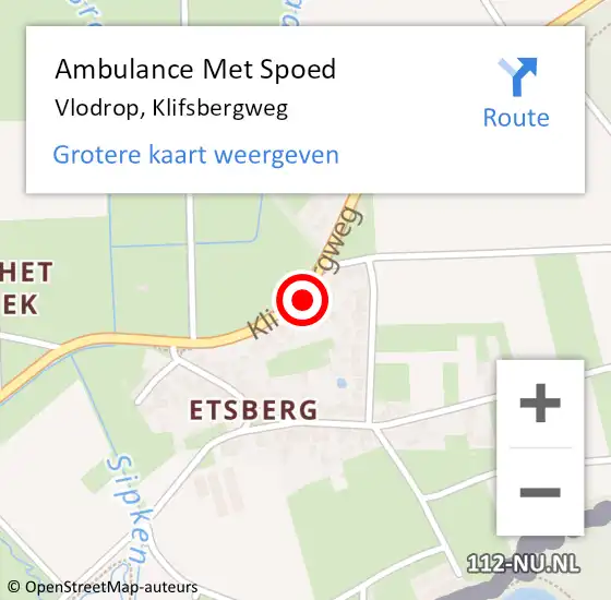 Locatie op kaart van de 112 melding: Ambulance Met Spoed Naar Vlodrop, Klifsbergweg op 1 januari 2024 02:33