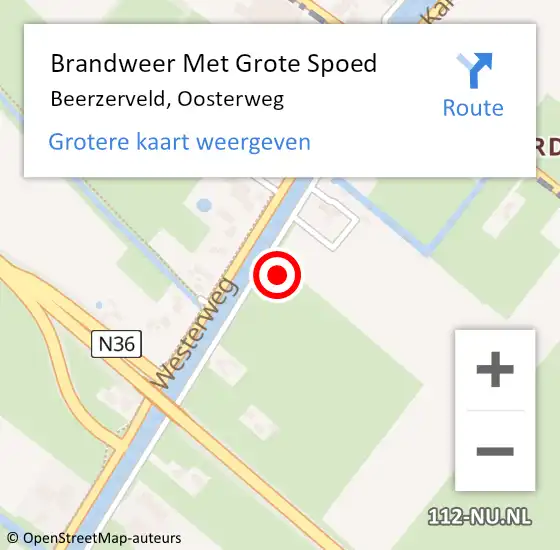 Locatie op kaart van de 112 melding: Brandweer Met Grote Spoed Naar Beerzerveld, Oosterweg op 1 januari 2024 02:34