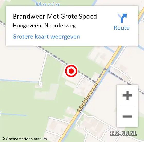 Locatie op kaart van de 112 melding: Brandweer Met Grote Spoed Naar Hoogeveen, Noorderweg op 1 januari 2024 02:34