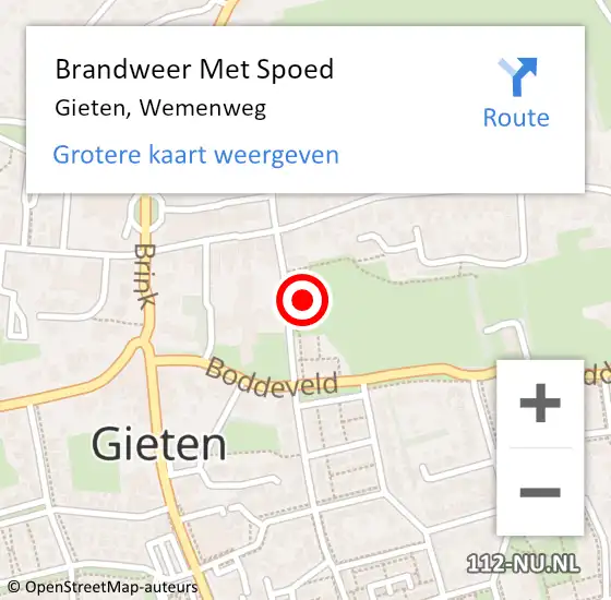Locatie op kaart van de 112 melding: Brandweer Met Spoed Naar Gieten, Wemenweg op 1 januari 2024 02:37