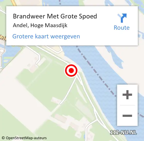 Locatie op kaart van de 112 melding: Brandweer Met Grote Spoed Naar Andel, Hoge Maasdijk op 1 januari 2024 02:39