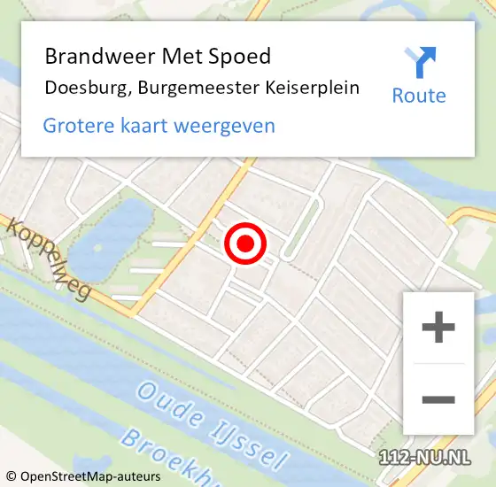 Locatie op kaart van de 112 melding: Brandweer Met Spoed Naar Doesburg, Burgemeester Keiserplein op 1 januari 2024 02:39