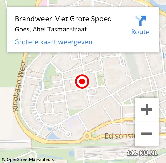 Locatie op kaart van de 112 melding: Brandweer Met Grote Spoed Naar Goes, Abel Tasmanstraat op 1 januari 2024 02:43