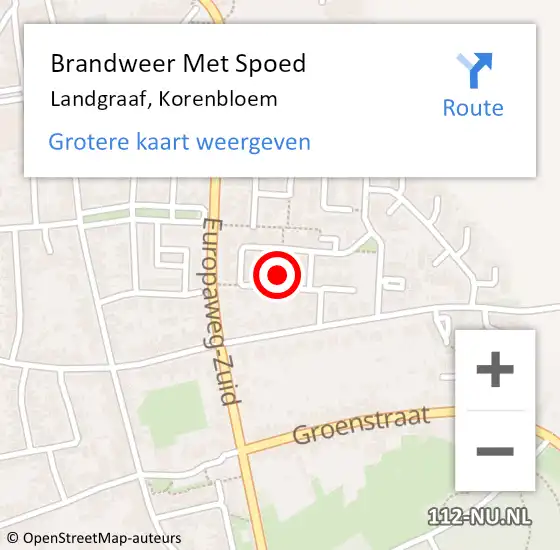 Locatie op kaart van de 112 melding: Brandweer Met Spoed Naar Landgraaf, Korenbloem op 1 januari 2024 02:45