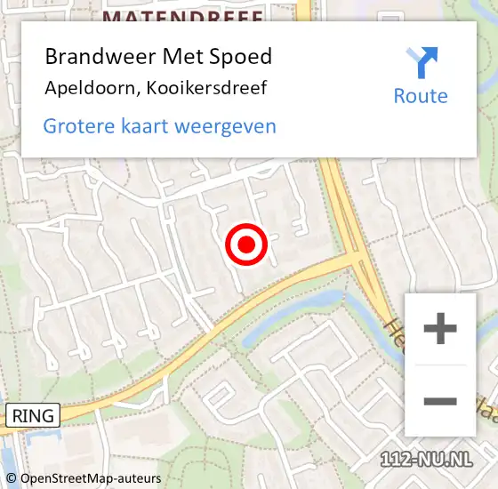 Locatie op kaart van de 112 melding: Brandweer Met Spoed Naar Apeldoorn, Kooikersdreef op 1 januari 2024 03:00