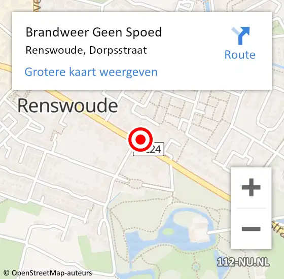 Locatie op kaart van de 112 melding: Brandweer Geen Spoed Naar Renswoude, Dorpsstraat op 1 januari 2024 03:03