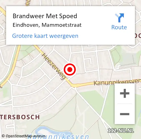 Locatie op kaart van de 112 melding: Brandweer Met Spoed Naar Eindhoven, Mammoetstraat op 1 januari 2024 03:07