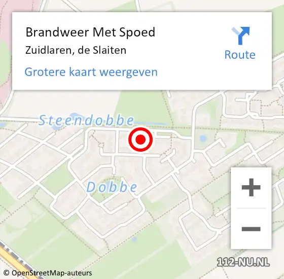 Locatie op kaart van de 112 melding: Brandweer Met Spoed Naar Zuidlaren, de Slaiten op 1 januari 2024 03:11