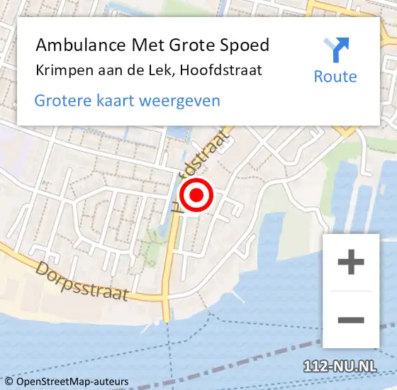 Locatie op kaart van de 112 melding: Ambulance Met Grote Spoed Naar Krimpen aan de Lek, Hoofdstraat op 1 januari 2024 03:12