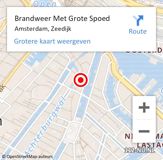 Locatie op kaart van de 112 melding: Brandweer Met Grote Spoed Naar Amsterdam, Zeedijk op 1 januari 2024 03:12