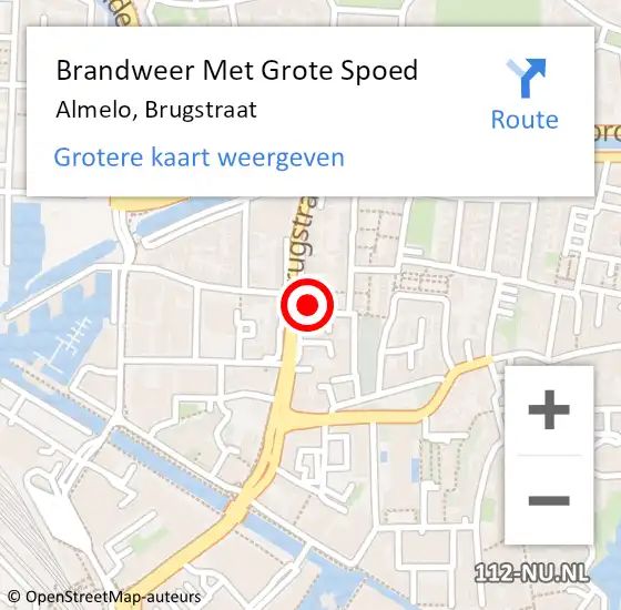 Locatie op kaart van de 112 melding: Brandweer Met Grote Spoed Naar Almelo, Brugstraat op 1 januari 2024 03:13