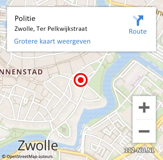 Locatie op kaart van de 112 melding: Politie Zwolle, Ter Pelkwijkstraat op 1 januari 2024 03:17