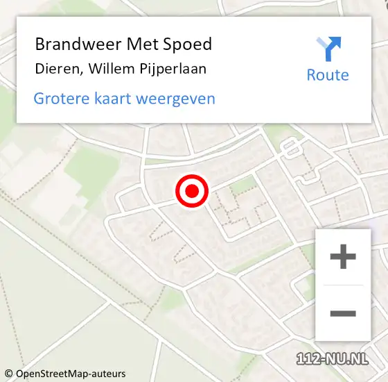 Locatie op kaart van de 112 melding: Brandweer Met Spoed Naar Dieren, Willem Pijperlaan op 1 januari 2024 03:21