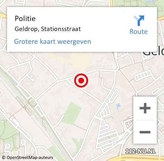 Locatie op kaart van de 112 melding: Politie Geldrop, Stationsstraat op 1 januari 2024 03:23