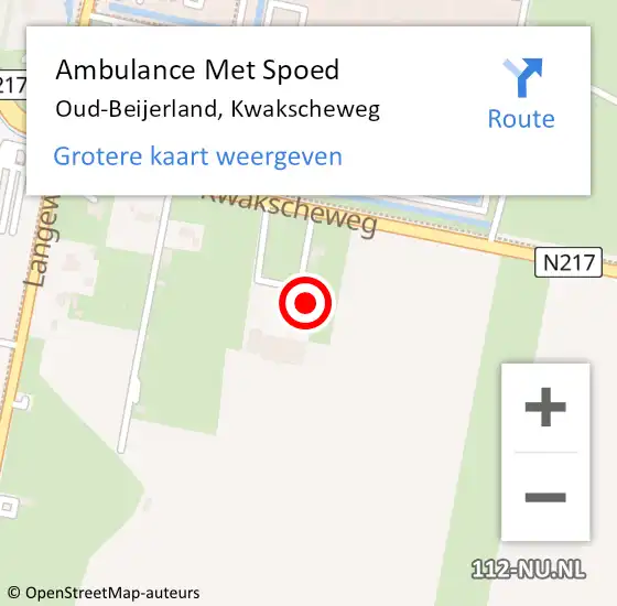 Locatie op kaart van de 112 melding: Ambulance Met Spoed Naar Oud-Beijerland, Kwakscheweg op 1 januari 2024 03:29