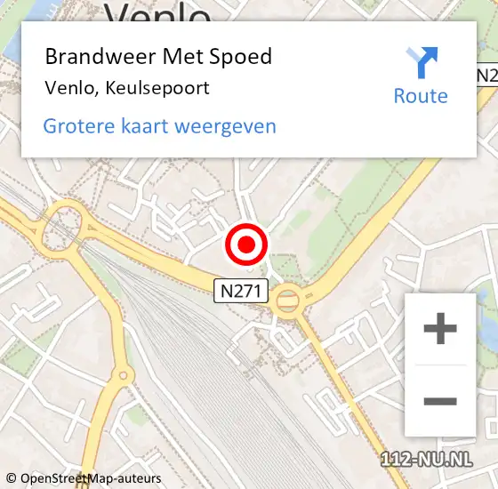 Locatie op kaart van de 112 melding: Brandweer Met Spoed Naar Venlo, Keulsepoort op 1 januari 2024 03:33