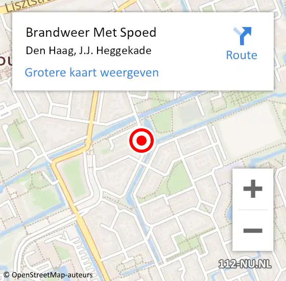 Locatie op kaart van de 112 melding: Brandweer Met Spoed Naar Den Haag, J.J. Heggekade op 1 januari 2024 03:36