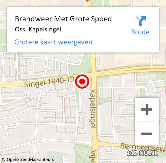 Locatie op kaart van de 112 melding: Brandweer Met Grote Spoed Naar Oss, Kapelsingel op 1 januari 2024 03:44